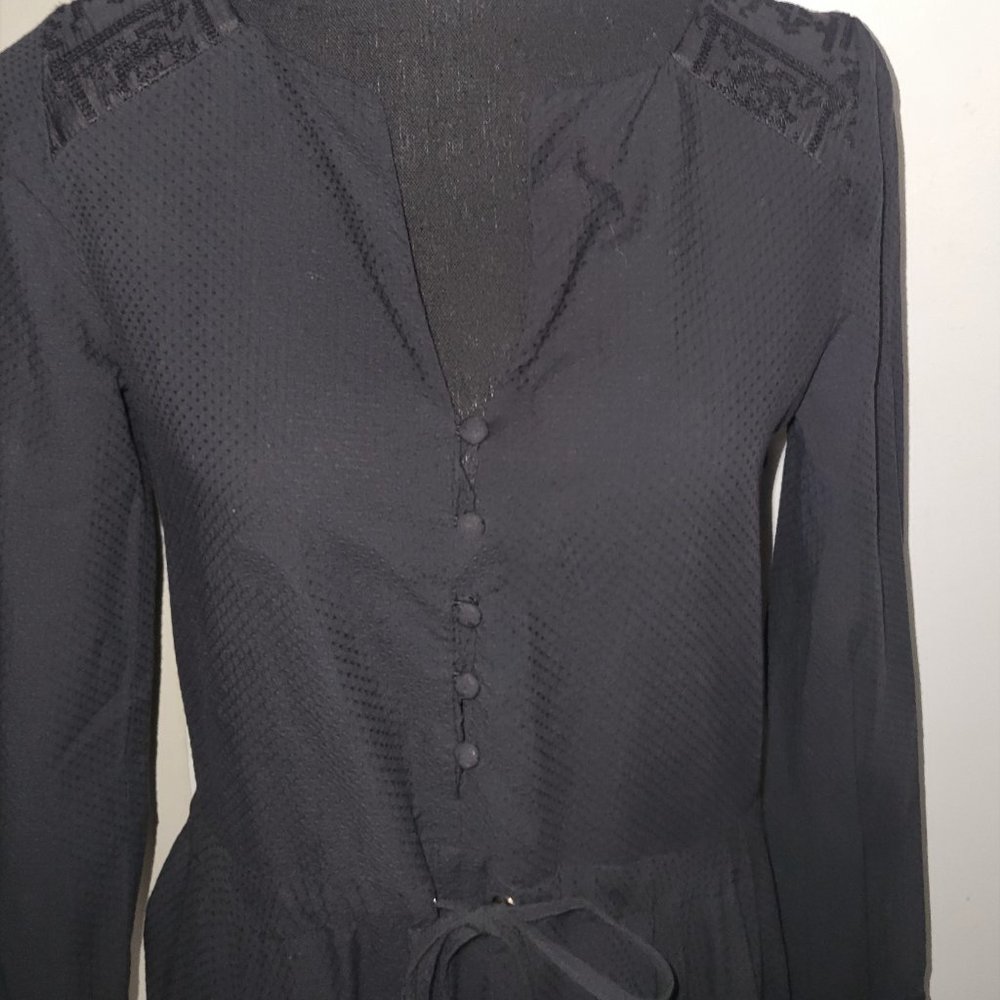 Maje Black Split Neck/Drawstring Waist Dress - 1/… - image 3